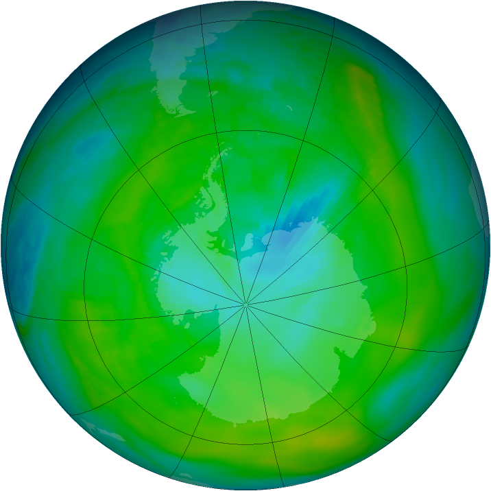 Antarctic ozone map for 22 January 1979